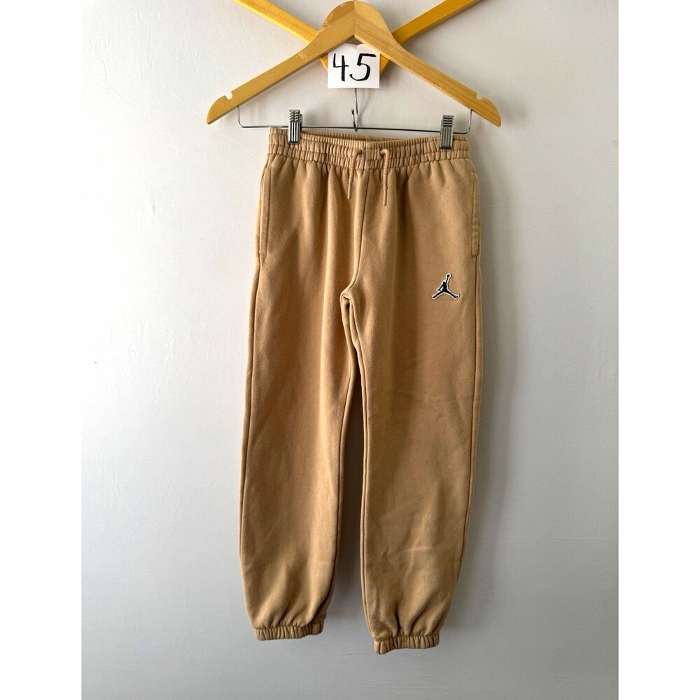 Jordan Boys Beige Fleece Jogger Pants 10-12 Elastic Waist Drawstring Jumpman